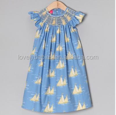 China Beautiful Breathable Blue Under Sea Yoke Top and Bloomers Slammed/Smocked Dress, for sale