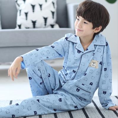 China Hot Selling Bear Printing Boy Pajamas Long Pants Suit Children's Breathable Clothing Home Set Sleepwear Child Pajamas for sale