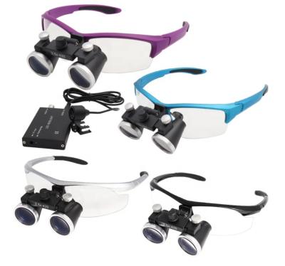 China High quality 3.5x metal dental surgical loupes with head light for sale