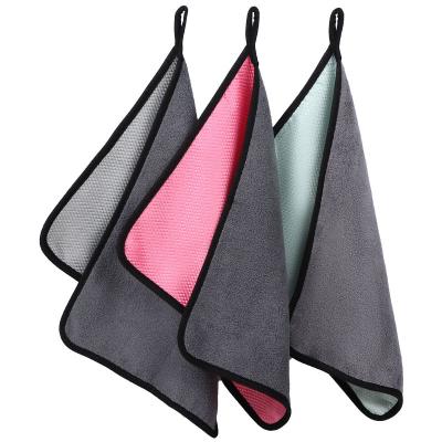 China Home Outdoor Coral velvet fish scale cloth, double-sided cloth, towel, car wash, square towel, kitchen cloth, strong water absorption belt, for sale