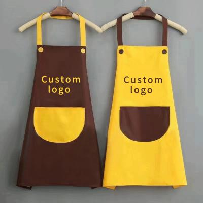 China Drink/Food Adjustable custom printed logo design Cooking apron Men's and women's Garden bib Chef's Kitchen apron for sale