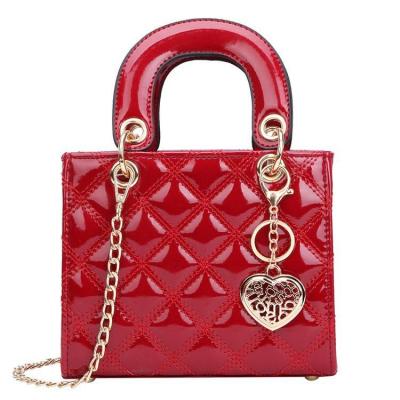 China arming & Diamond Lattice Patent Leather Ladies Shoulder Disarming Cross - Body Bags Women Clip Handbags Mini Tote Bag With Heart for sale