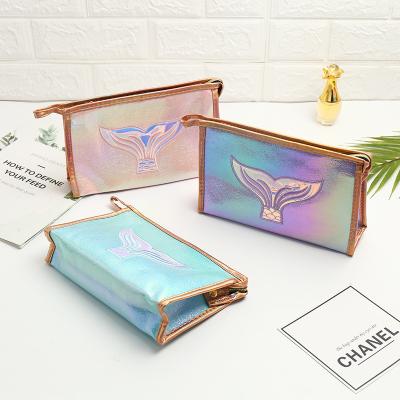 China Wholesale creative cute fishtail travel illusion laser cartoon makeup cosmetic bag large capacity eco-friendly for sale