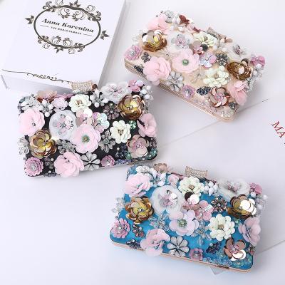 China High Quality Clearance Handbags Bolso de Playa Luxury Black Floral Clutch Evening Clutch Bag for sale