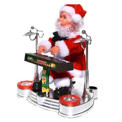 China Chirstmas Decor Christmas Santa Claus Doll Ornament Electric Musical Instrument Playing Christmas Toy Party Ornaments Kids Xmas Gift for sale