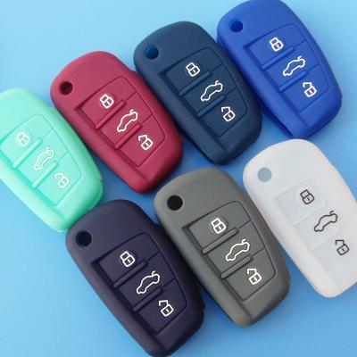 China Protect Key 3 Buttons Silicone Key Cover Case For Old A6 A6L A-udi Q3 Q7 Car Folding Case for sale