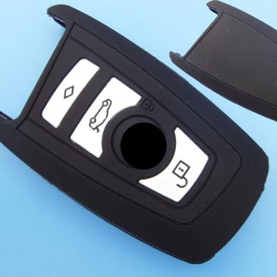 China Protect Key Silicone Car Key Cover Bag Holder Replacement For BMW 3 Buttons Smart Key Protecting In Black for sale