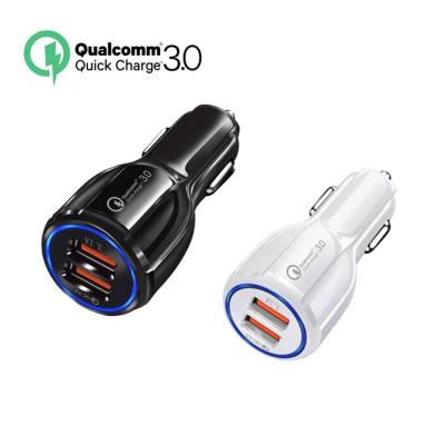 China QC 3.0 Travel Quick Car Adapter Portable 2 USB Port Fast Charging Mobile Phone/Ipad/Camera/PDA/MP3 Dual Charging Car Charger for sale