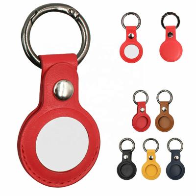 China PU Leather Anti-Drop Anti-fall Anti-scratch Protector Cover Holder For Air Tags With Buckle Key Chain Leather Protective Case For AirTags for sale