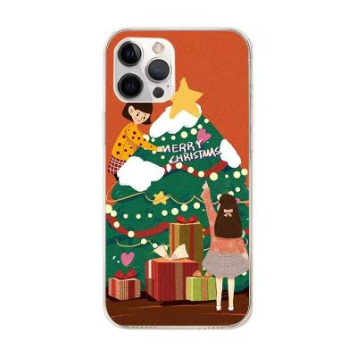 China Holiday Christmas Shockproof Cell Phone Covers Shockproof Carcasa de movil de telefono Acrylic Soft Transparent Case For iphone 14 13 12 11 PH for sale