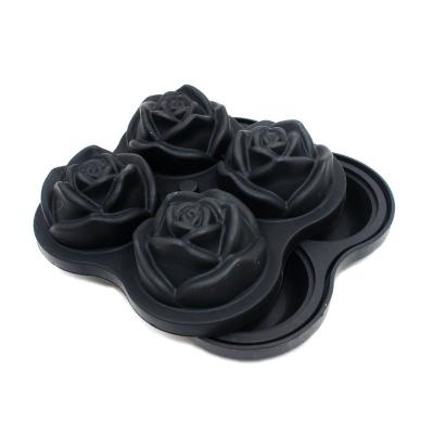 China Sustainable Silicone Rose Cake Mold 4 Cavity Rose Quick Puck Mold Making for sale