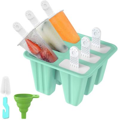 China Viable BPA Free Version 6 Cavity Reusable Easy Easy Pop Make Silicone Ice Pop Molds Popsicle Mold Ice Cream Mold for sale