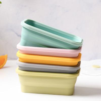 China Sustainable 4 Pcs Set Collapsible Silicone Food Storage Lunch Box Food Storage Container for sale