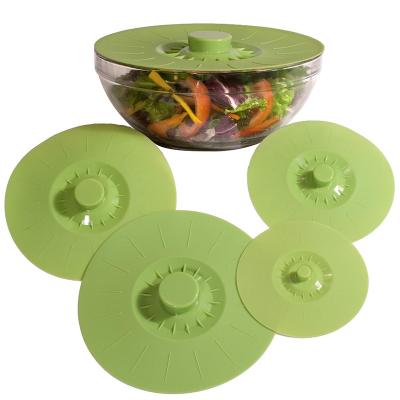 China 4 Pieces Food Grade Universal Reusable Bowl Cover Flexible Silicone Jar Cover Lid Sets for sale