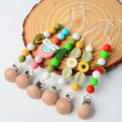 China Safety BPA Free Silicone Safety Chewing Child Baby Wooden Teether Beads for sale