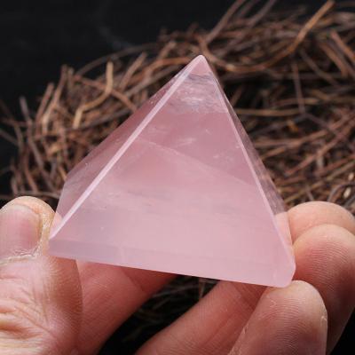 China Decoration Rose quartz crystal pyramid, energy crystal manufacturers direct sales, home furnishings for sale