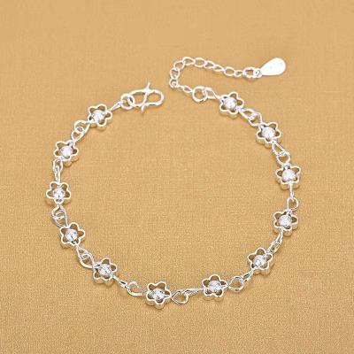 China Outlet Flowers Bracelet 925 Sterling Silver Italian Handmade Strand Hollow Flower, Hollow Plum Chain Bracelet For Women for sale