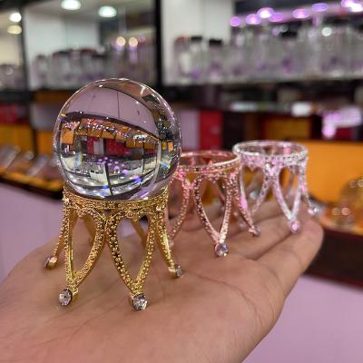 China Base decoration crown alloy crystal ball ornaments, decorative crystal ball jade base for sale