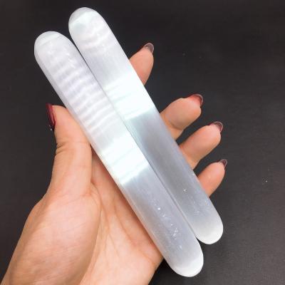 China Decoration natural crystal gypsum energy spiral stone, manufacturers direct wholesale gypsum massage stick for sale