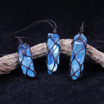 China Decoration The Original Stone White Crystal Plating Blue Handmade Net Jewelry Pendant Wholesale for sale