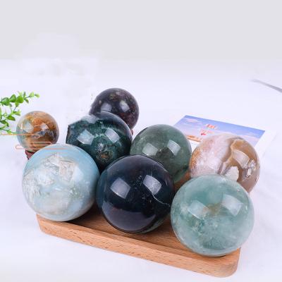 China Wholesale decoration crystal ball ornaments, factory direct desktop raw stone grinding ornaments for sale