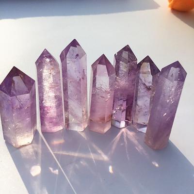 China Decoration natural amethyst six unique prisms, feng shui home furnishings energy crystal for sale