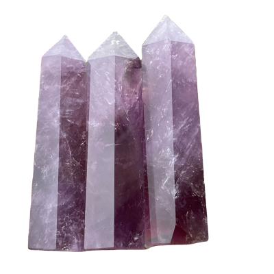 China Decoration amethyst pillar, natural crystal hexagonal prism ornaments, energy crystal ornaments for sale