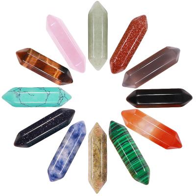 China Wholesale natural crystal jade decoration agate six double prism tip pendants, factory direct sales for sale