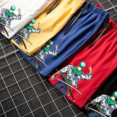 China Street Casual Fashion Summer Men's Polyester Anti-wrinkle Cotton Jogger Custom Print Sports Elastic Waist Shorts for sale