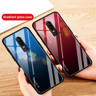 China Gradient Aurora Tempered Glass Case Protective Case For OnePlus 6T Case One 6 Tempered Glass Gradient Plus 1+6 1+6T Back Cover Case For OnePlus 6T 7 Pro Phone Cover for sale