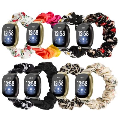 China For Fitbit Sense Accessory Straps 2020 New Fabric Elastic Band For Fitbit Versa 3 Women Girls Woven Strap Scrunchies Watch Band For Fitbit Sense for sale