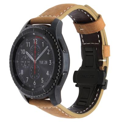 China 22mm Italian Genuine Leather Watch Band Metal Strap Quick Release For Samsung Gear S3 Neo Classic Frontier Live Watch Band Wrist Strap for sale