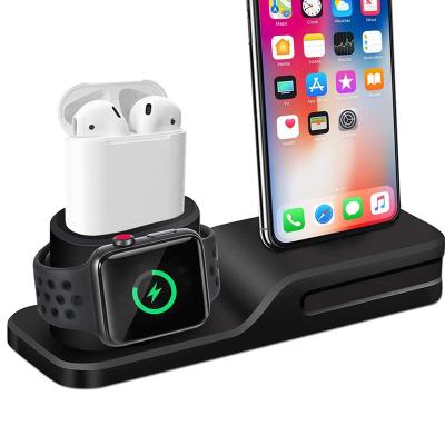 China For Apple Watch Charging Stand 3 in 1 Dock Charging Stand For Iphone X Silicone Holder Dock Charging Station For Apple Watch for sale