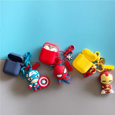 China For Airpod Case Iron Man Captain America Marvel Doll Silicone Key Chain Case For Apple Airpod Soft Shockproof Cover for sale