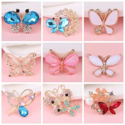 China Eco-friendly Metal Shoe Charms For Fang Decorations Metal Bing Diamond Butterfly Designer Shoe Charms for sale