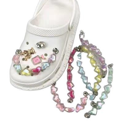 China Eco-Friendly Custom Designer Accessories Luxury Rhinestone Colorful Acrylic Bling Chains Kids Lace Up Shoe Charms for sale