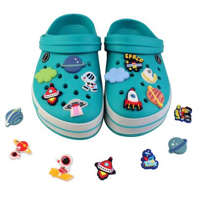 China Lovely Eco-friendly Rubber Anime Cartoon Soft Shoe Decoration Accessories Space Theme Cheap Shoe Charms for sale