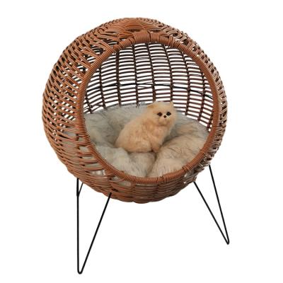 China Factory direct durable four-season universal rattan woven cat house pet beds pet furniture protection removable and washable for sale