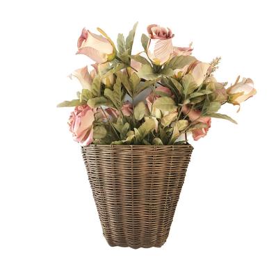 China 2022 Red Wine Decorative Wall Hanging Basket Handwoven Flower Storage Basket for sale