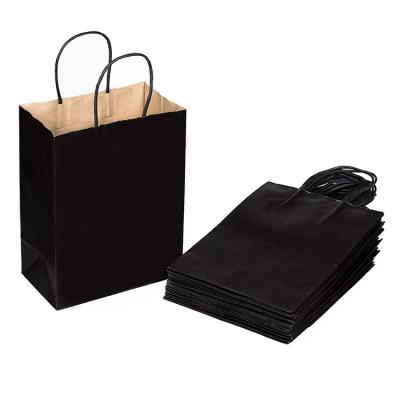 China Wholesale Recyclable Recyclable Black Printed Paper Shopping Bag Gift Bag With Handles for sale