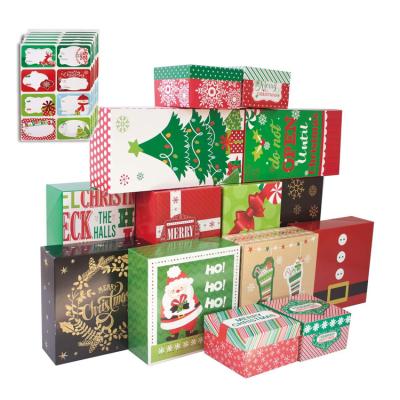 China Decorative Recyclable Christmas Foil Christmas Gift Tag Stickers Paper Wrapping Paper Gift Boxes With Lids for sale