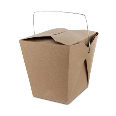 China Biodegradable Disposable Food Wrapping Paper Whiteboard Takeaway Disposable Paper Box With Wire Handle for sale