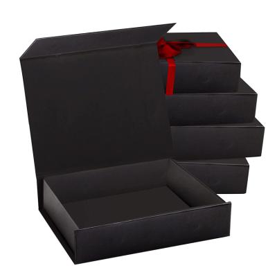 China Wholesale Custom Biodegradable Paper Gift Cardboard Black Logo Hard Magnetic Jewelry Packaging Box With Lid for sale