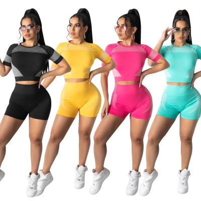 China Anti-pilling sets 2021 hot sale ladies solid color two piece shorts sleeves women clothing 2 piece sets for sale