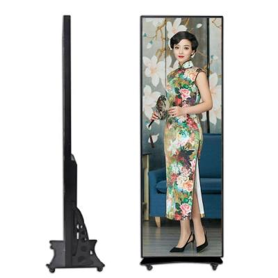 China Advertising P2 LED Poster Display Screen Mirror Portable Indoor Led Screen Led Standee Advertising Board for sale