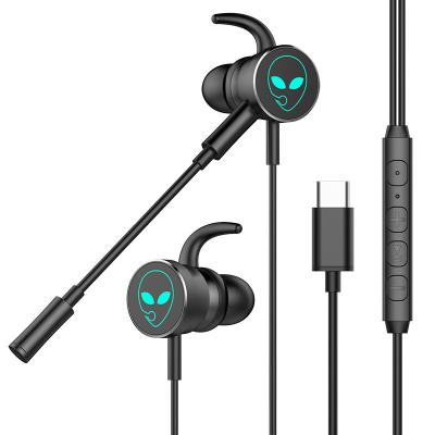 China Wholesale Quality RGB Light Comfortable Wearing Mobile Phone Wired Headset Type C In-ear E-sports Game Earbuds With MIC for sale