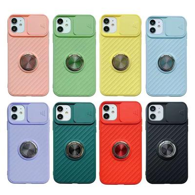 China Lens Design Soft Tpu Mobile Phone Case Anti-fall Push-pull Mobile Phone Protective Case With Ring Bracket For Iphone 11 12 pro max for sale