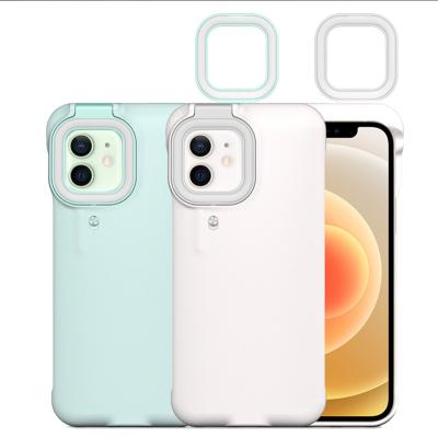 China Shock Proof +Light-filling For Iphone 11 12 Huawei Mate 40 Pro Led Fill Light Mobile Phone Case With Selfie Ring Light for sale