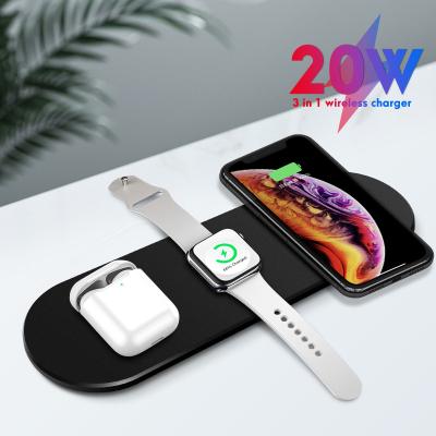 China New Arrival 20W Qi Wireless Charger High Speed ​​Fast Charging Protection 3 in 1 Wireless Charger for sale