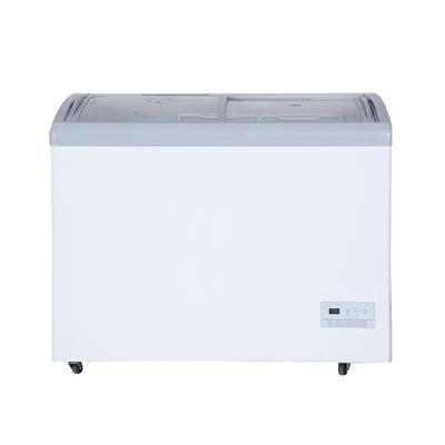 China Hot Selling SDSC 268 Single-Temperature Double Door Ice Cream Glass Chest Freezer for sale